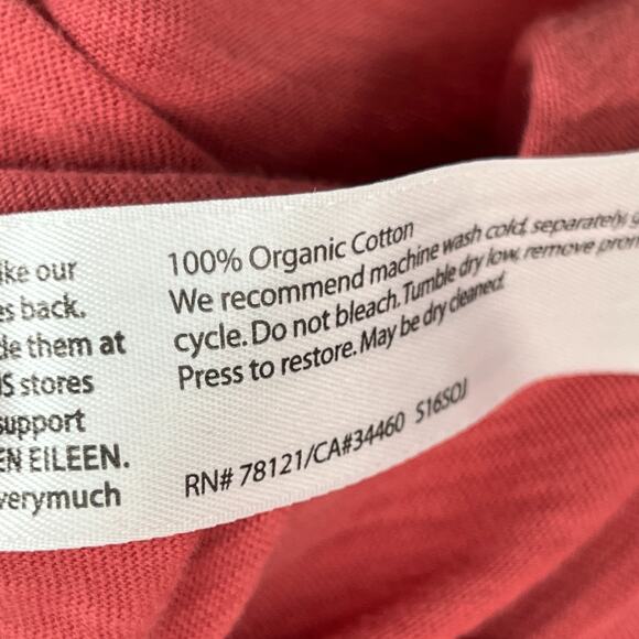 EILEEN FISHER Top 1X Slub Organic Cotton Jersey V-Neck Short Sleeve Red - Picture 9 of 12